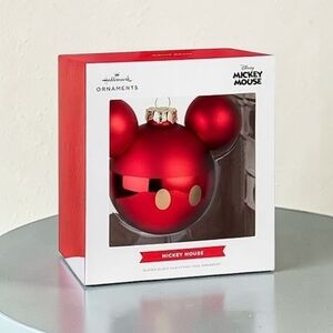 NEW Hallmark Disney Mickey Mouse Blown Glass Christmas Ornament